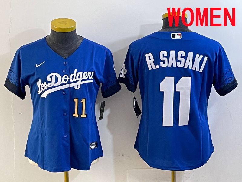 Women Los Angeles Dodgers 11 R.Sasaki Blue City Edition Game 2025 Nike MLB Jersey style 2